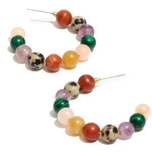 NWT Madewell Semiprecious Stone Beaded Hoop Earrings